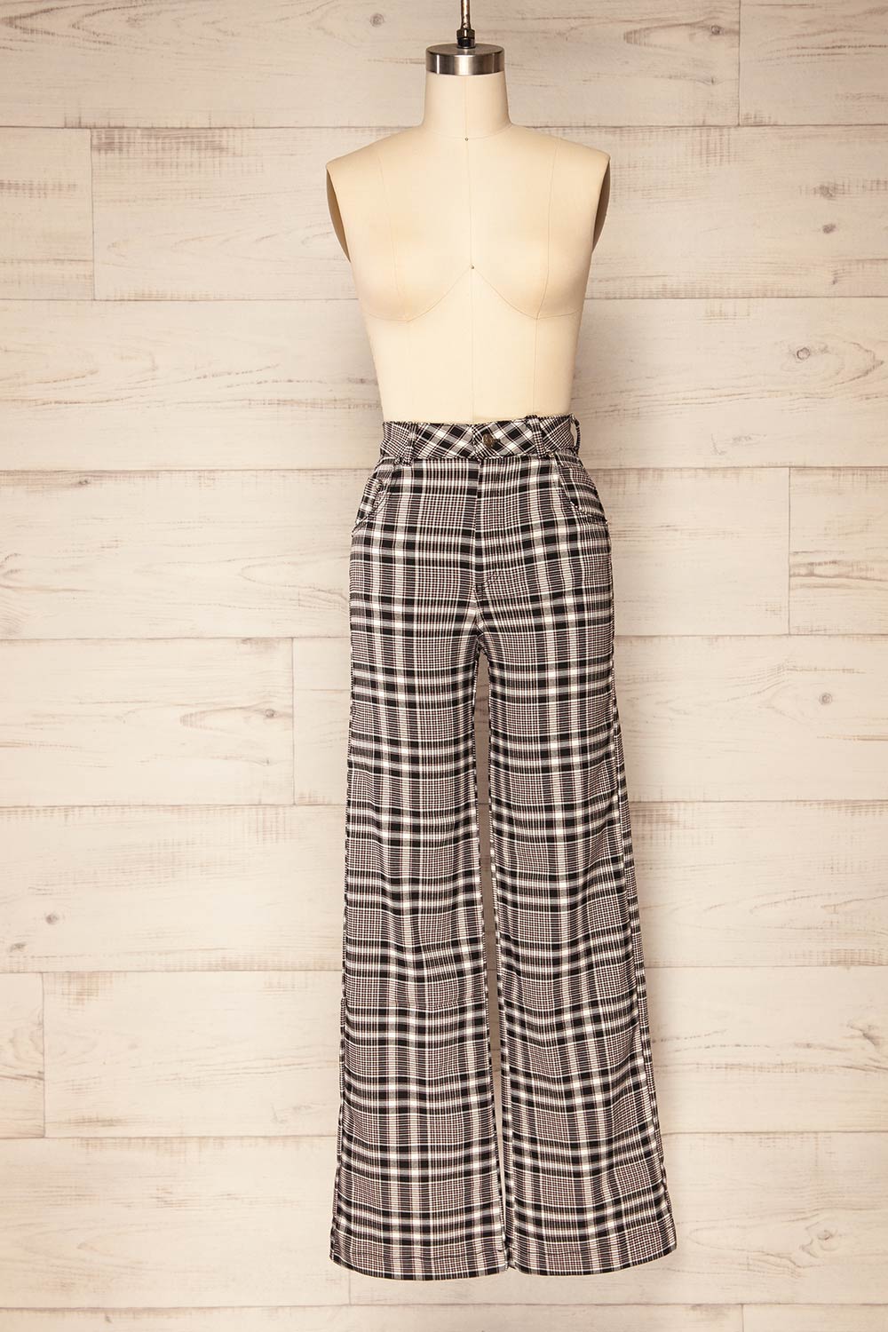 Lugo Fitted Plaid Straight Leg Pants | La petite garçonne front view