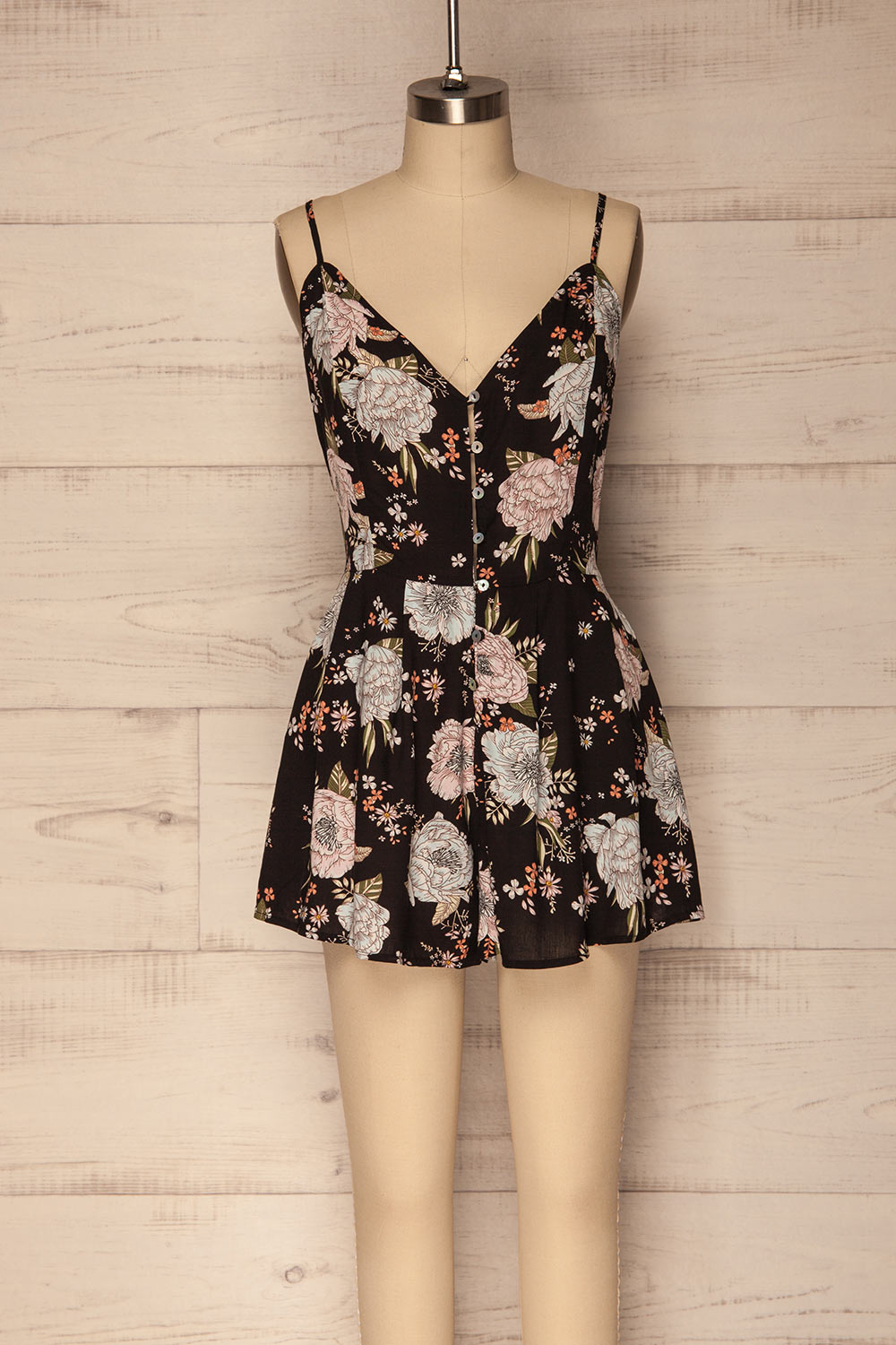Luncarty Black Floral Sleeveless Romper | La Petite Garçonne