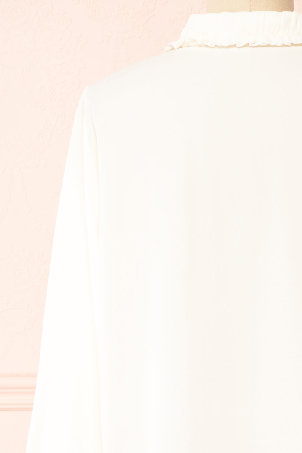 Lunshi Ruffled Button-Up Blouse | Boutique 1861 back close-up