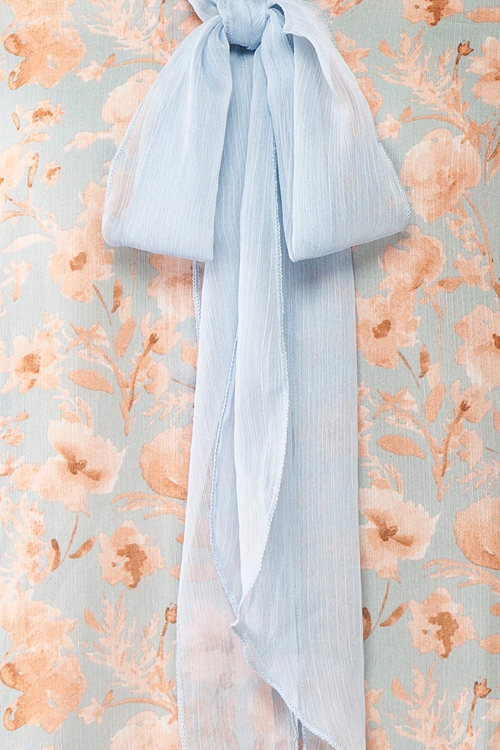 Lydia Blue Floral Chiffon Blouse w/ Bow Collar | Boutique 1861 fabric