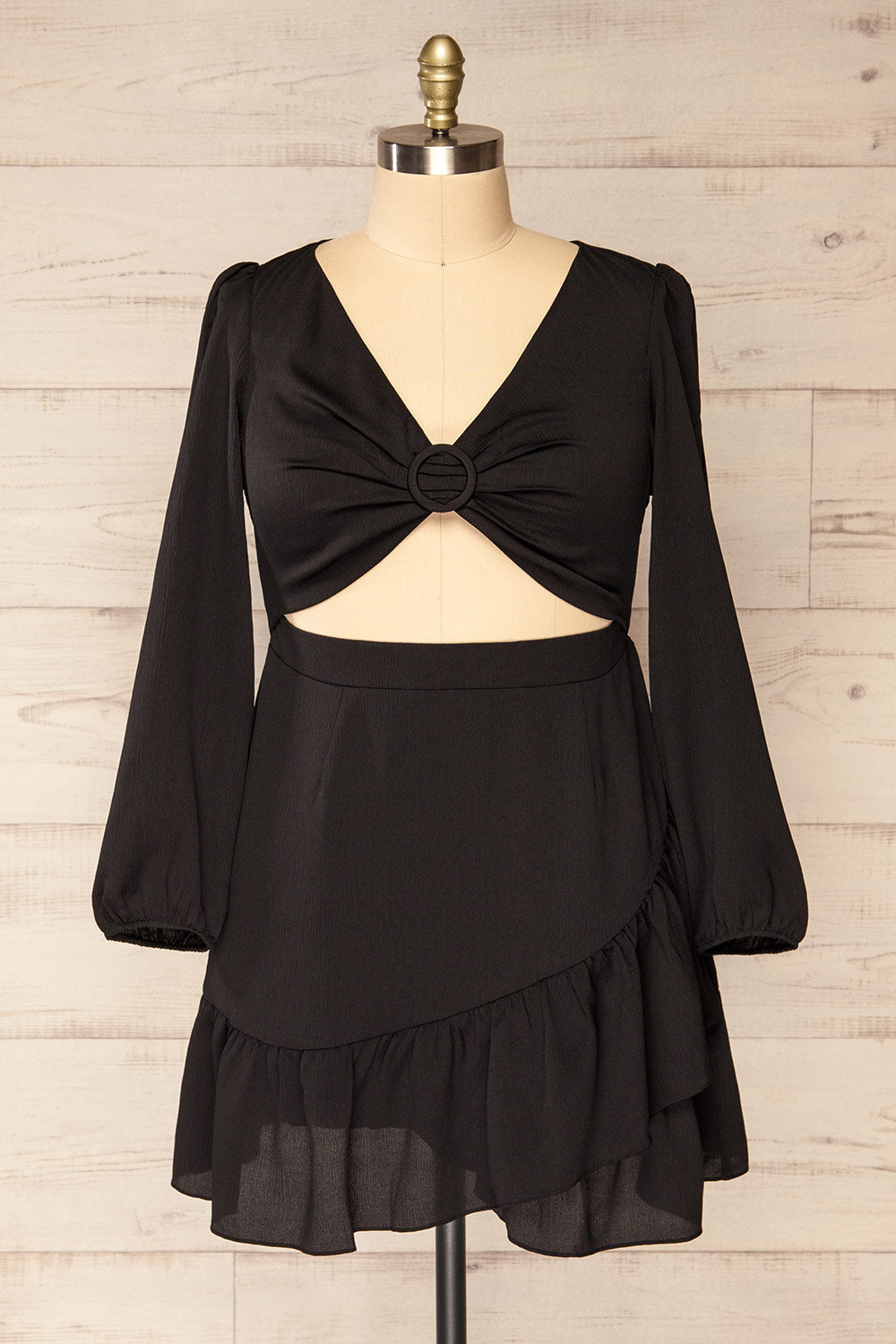 Mabel Short Black A-Line Dress w/ Front Cut-Out | La petite garçonne front plus size