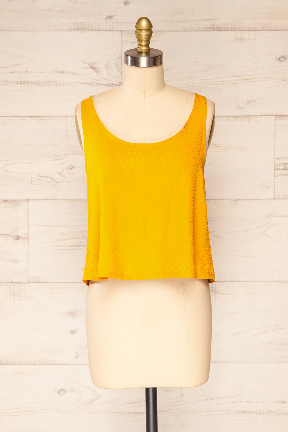 Maggye Mustard Open Back Cropped Cami | La petite garçonne