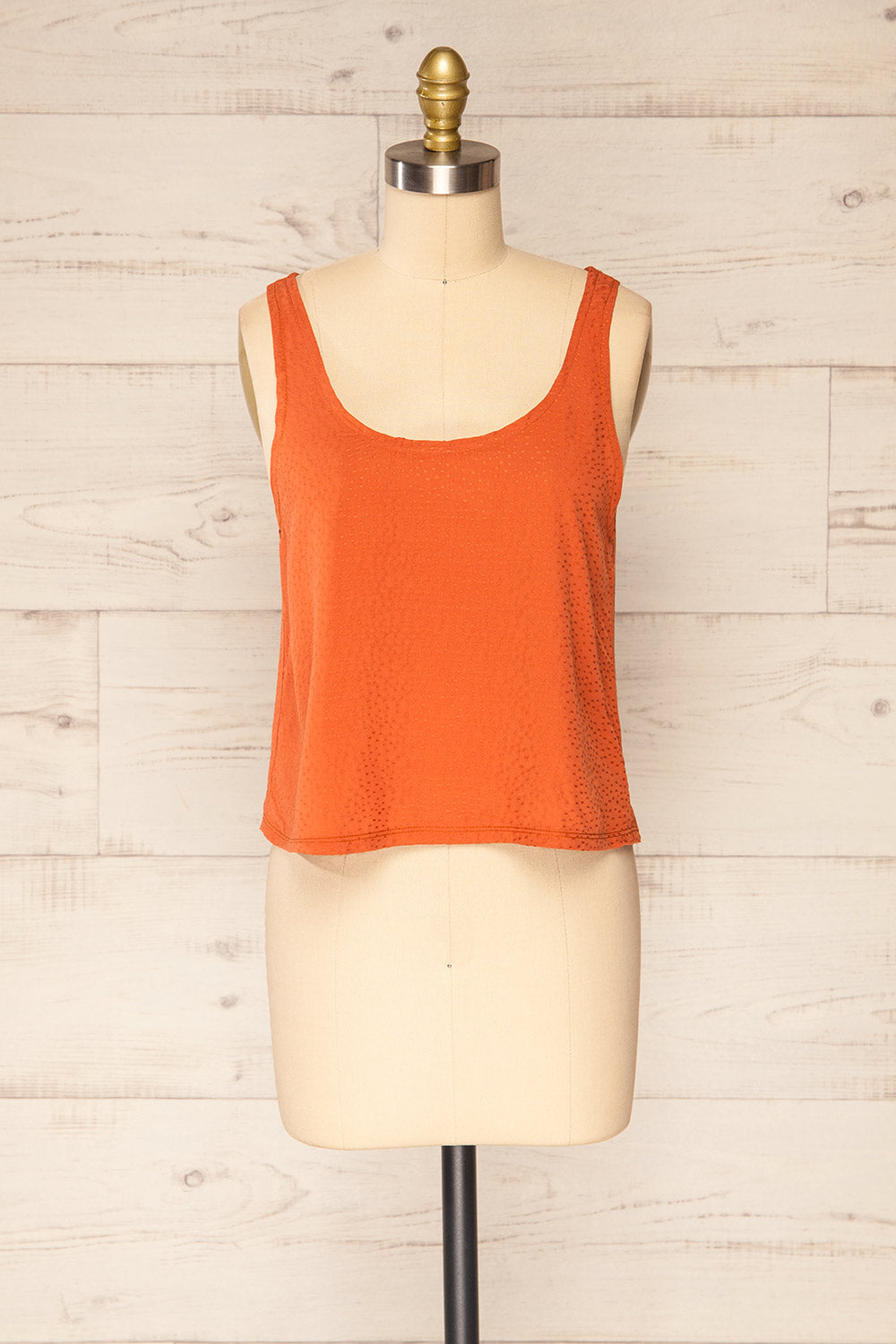 Maggye Orange Cropped Round Neck Cami | La petite garçonne front view
