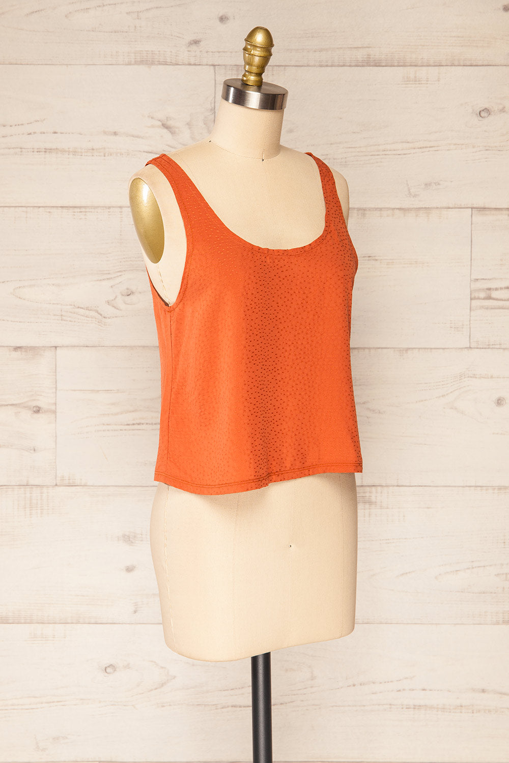 Maggye Orange Cropped Round Neck Cami | La petite garçonne side view