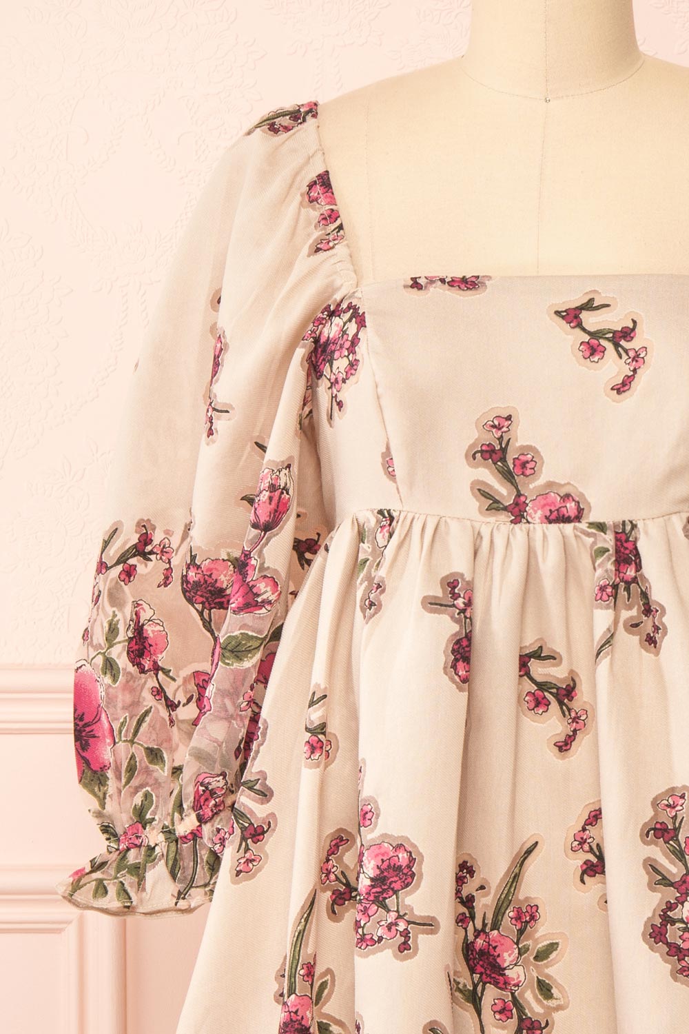 Magnificum Short Floral Babydoll Dress | Boutique 1861 front close-up