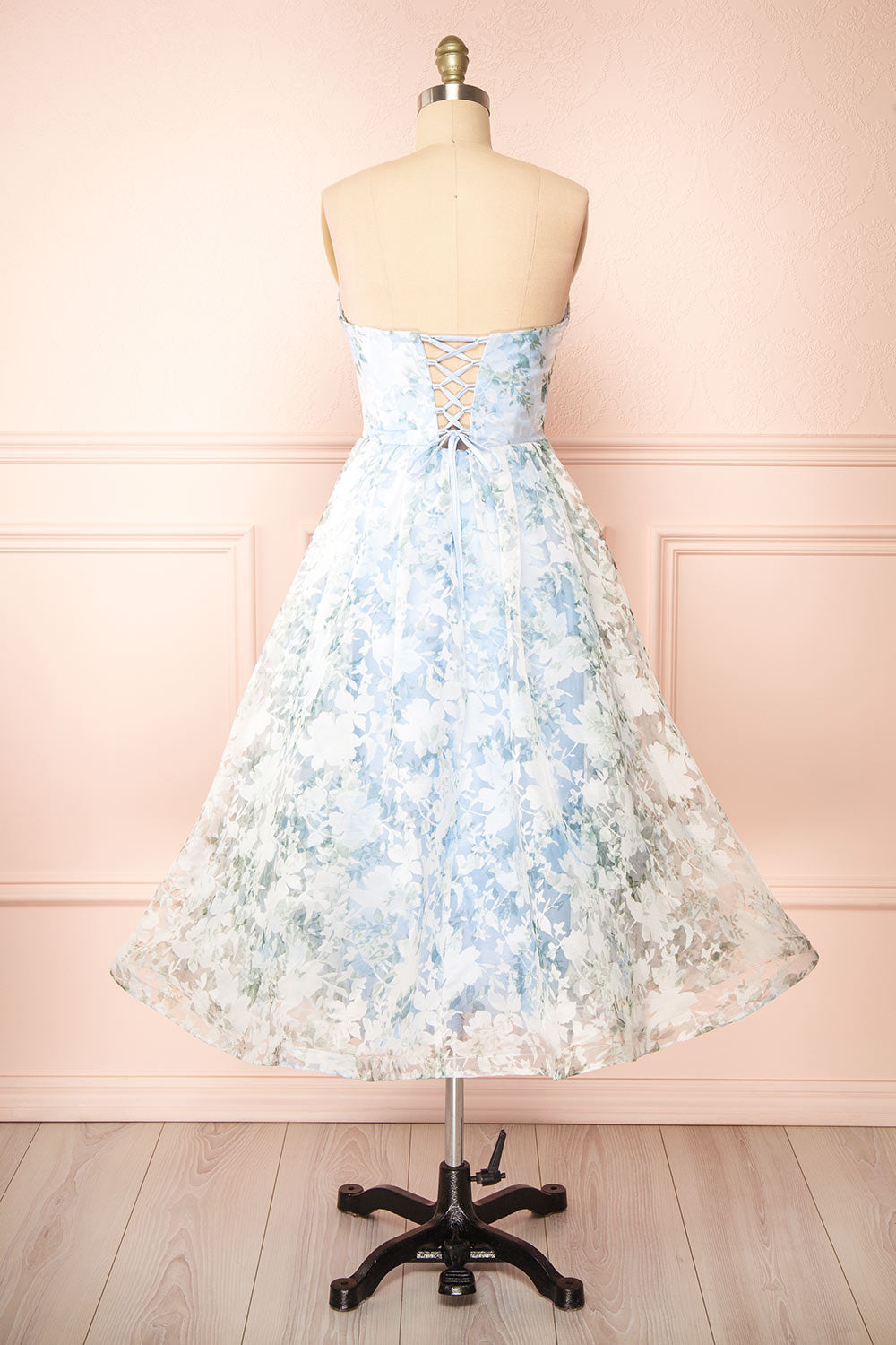 Mahalia Blue Midi Floral Gown w/ Sparkly Lining | Boutique 1861 back view