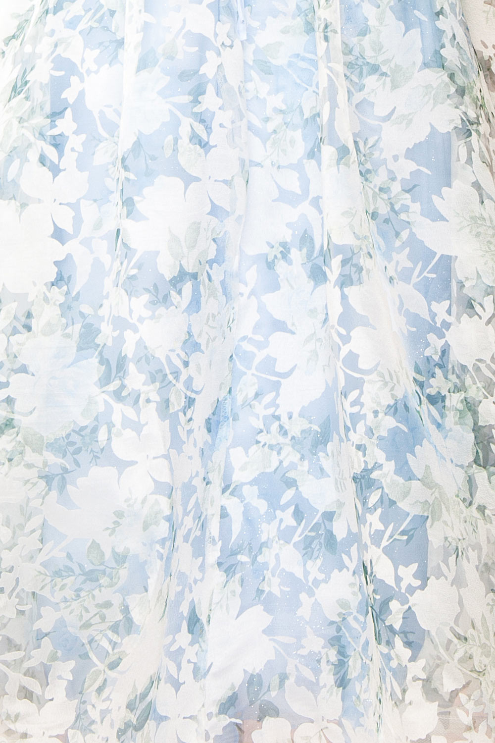 Mahalia Blue Midi Floral Gown w/ Sparkly Lining | Boutique 1861 fabric