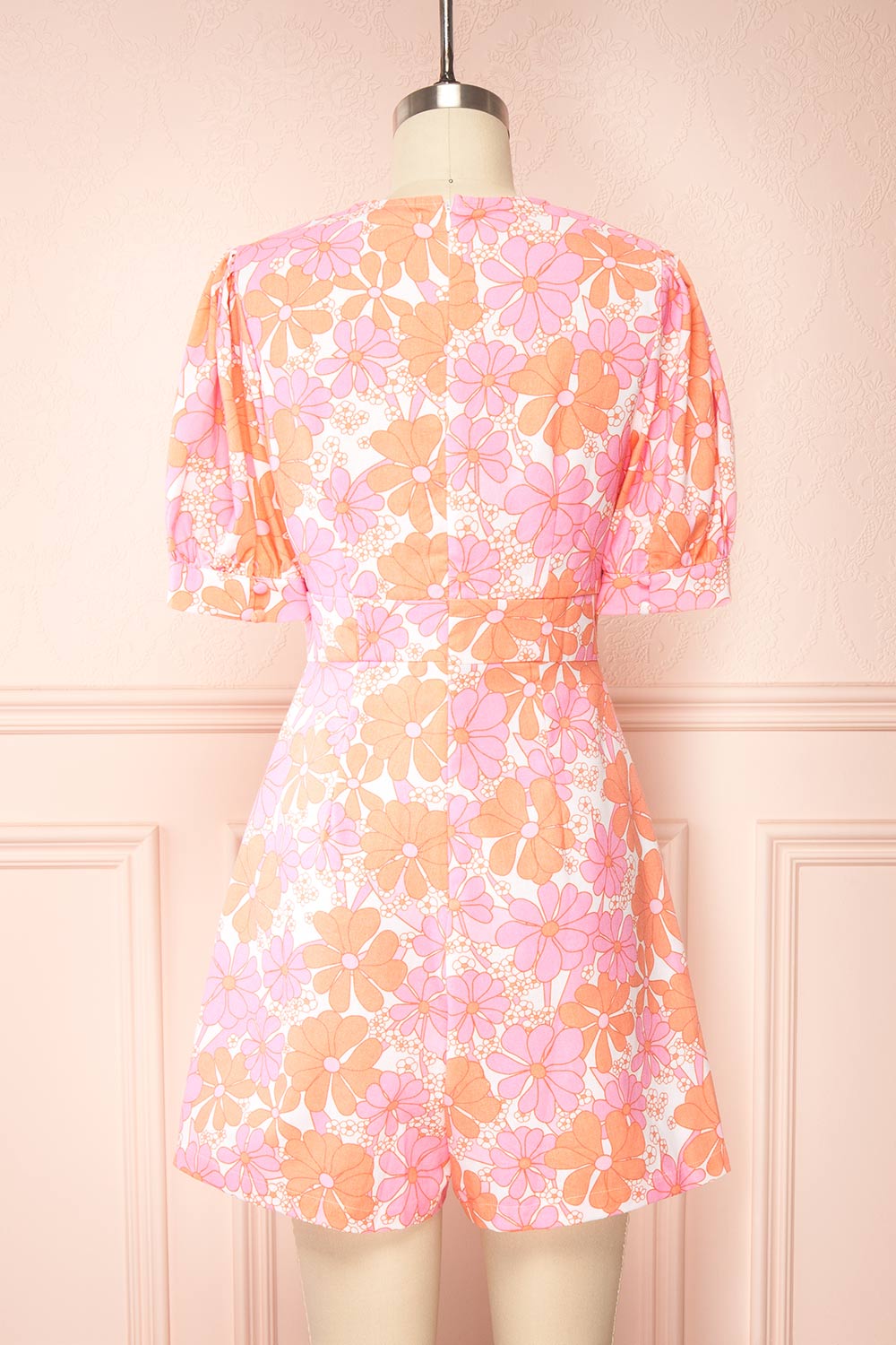 Maheo 70's Floral V-Neck Romper | Boutique 1861 back view