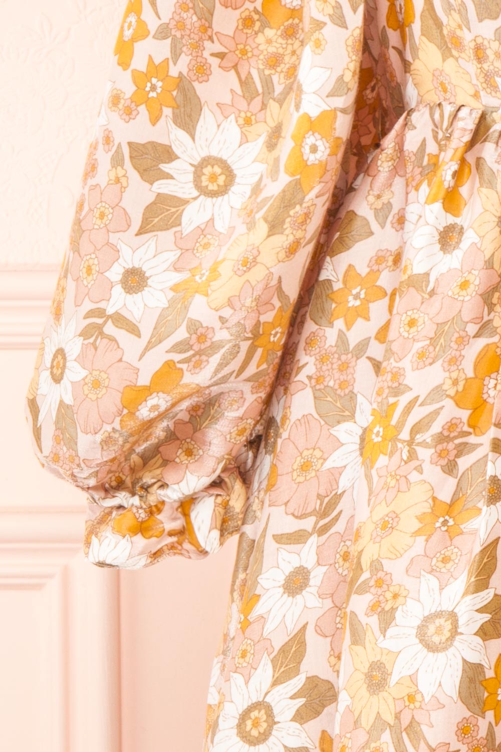 Maiia Short Floral A-Line Dress w/ Puffy Sleeves | Boutique 1861 sleeve