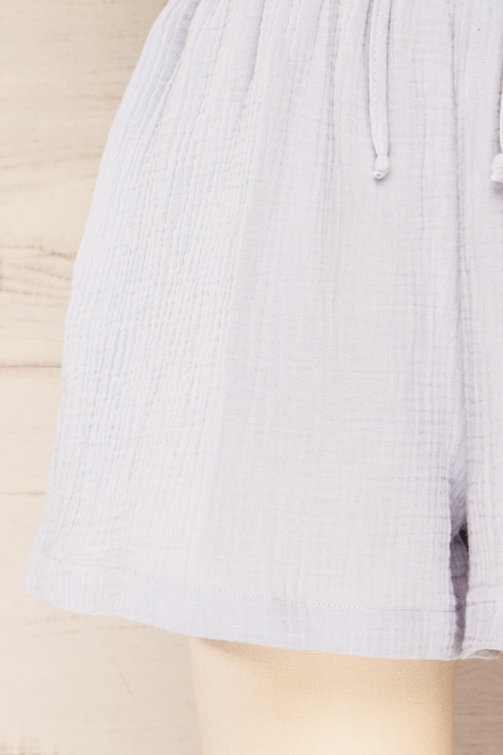 Maitee Blue Textured Drawstring Shorts | La petite garçonne bottom