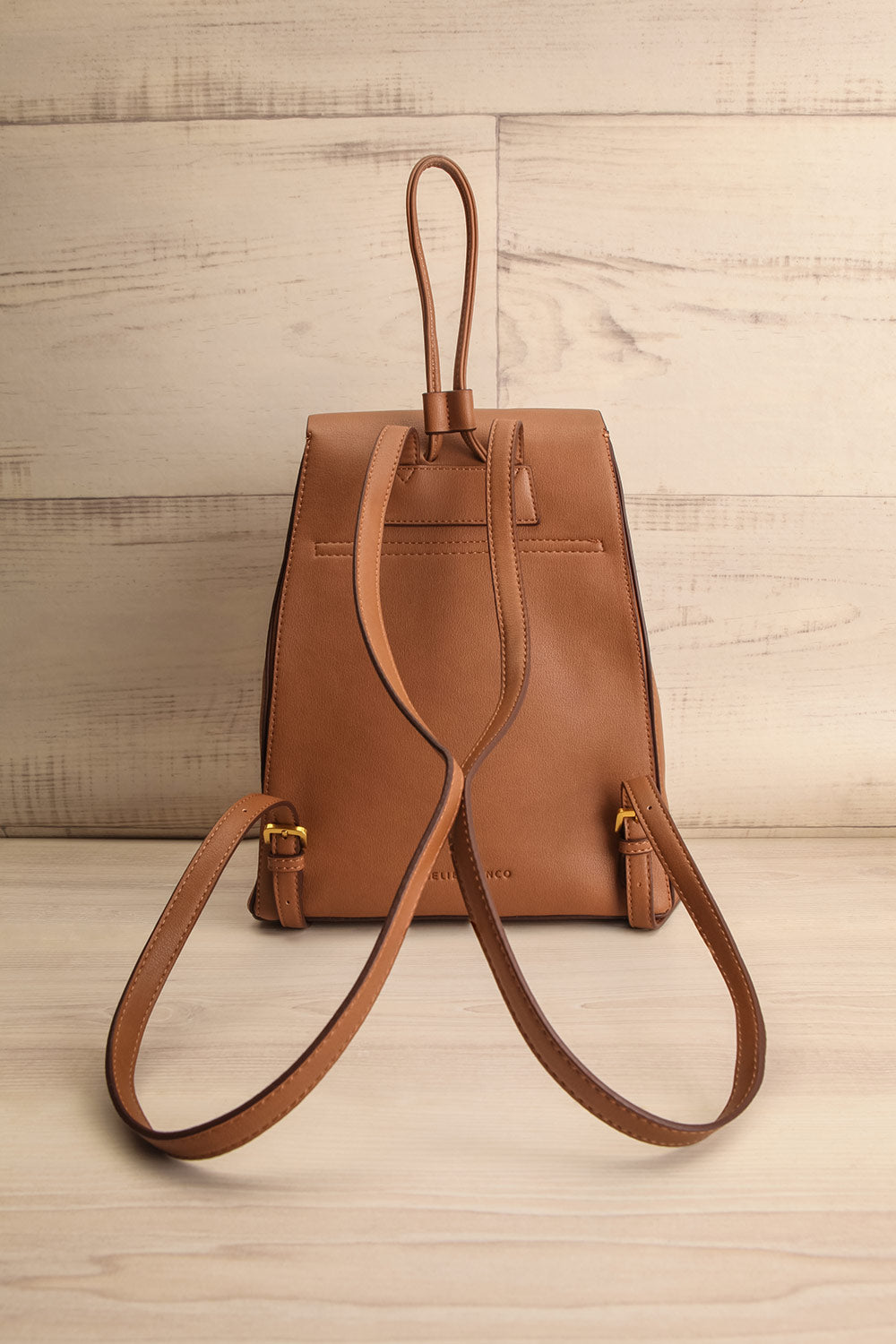 Maitu Mocha Small Vegan Leather Backpack | La petite garçonne back view