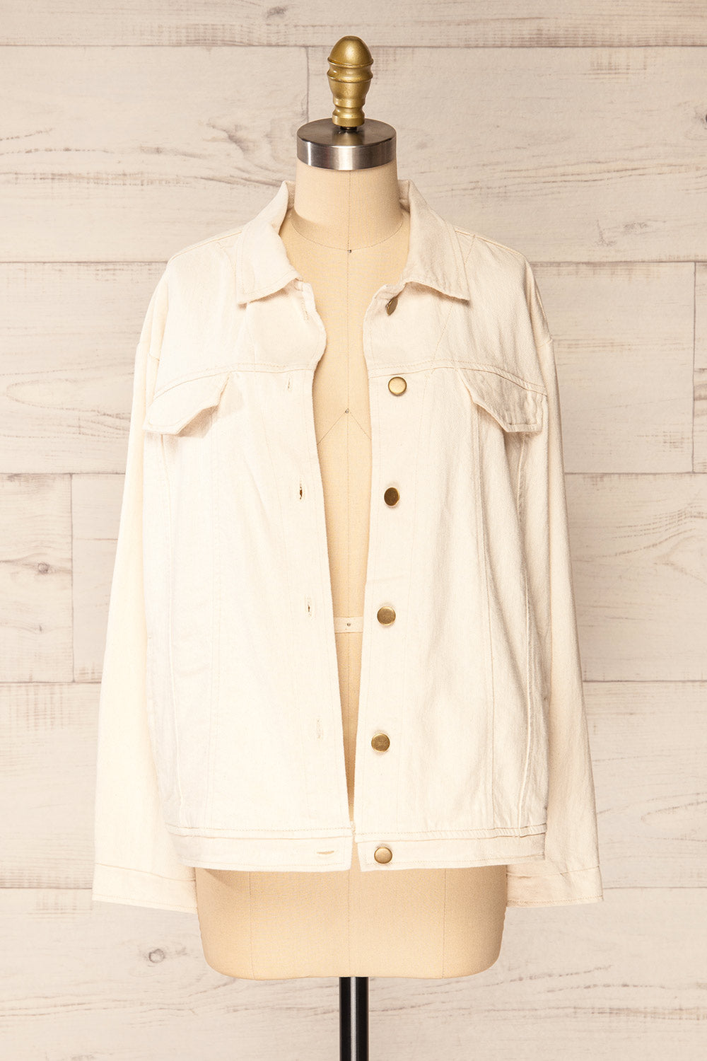 Majorque Oversized Beige Denim Shirt | La petite garçonne open view