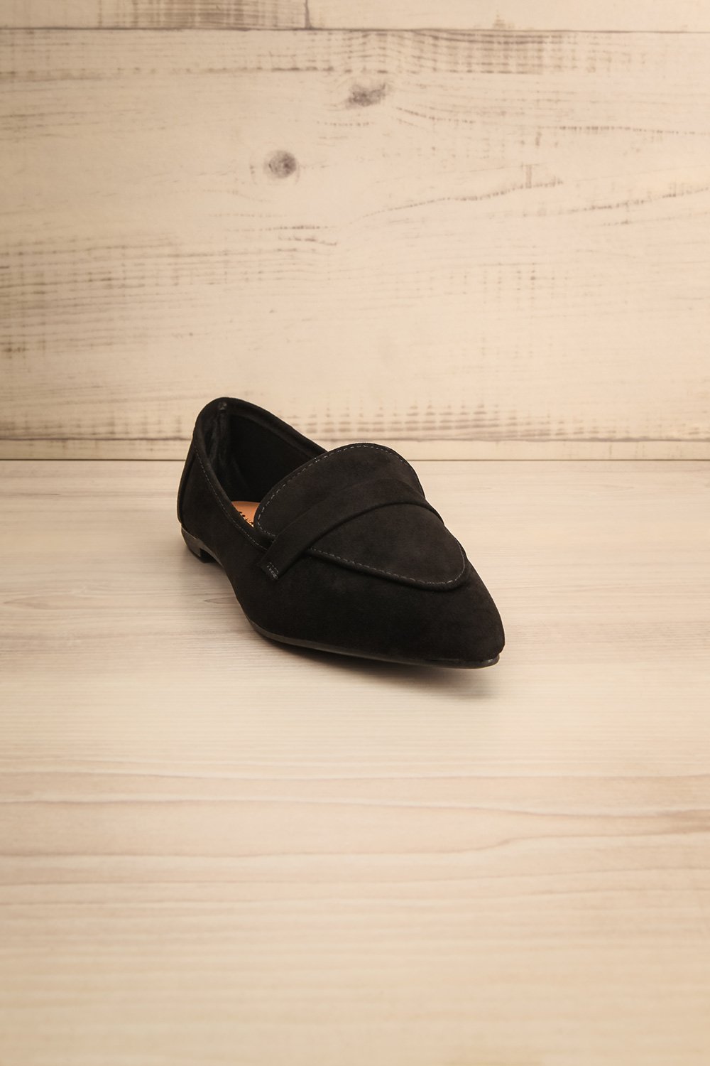 Malher Black | Faux-Suede Pointed Toe Loafers