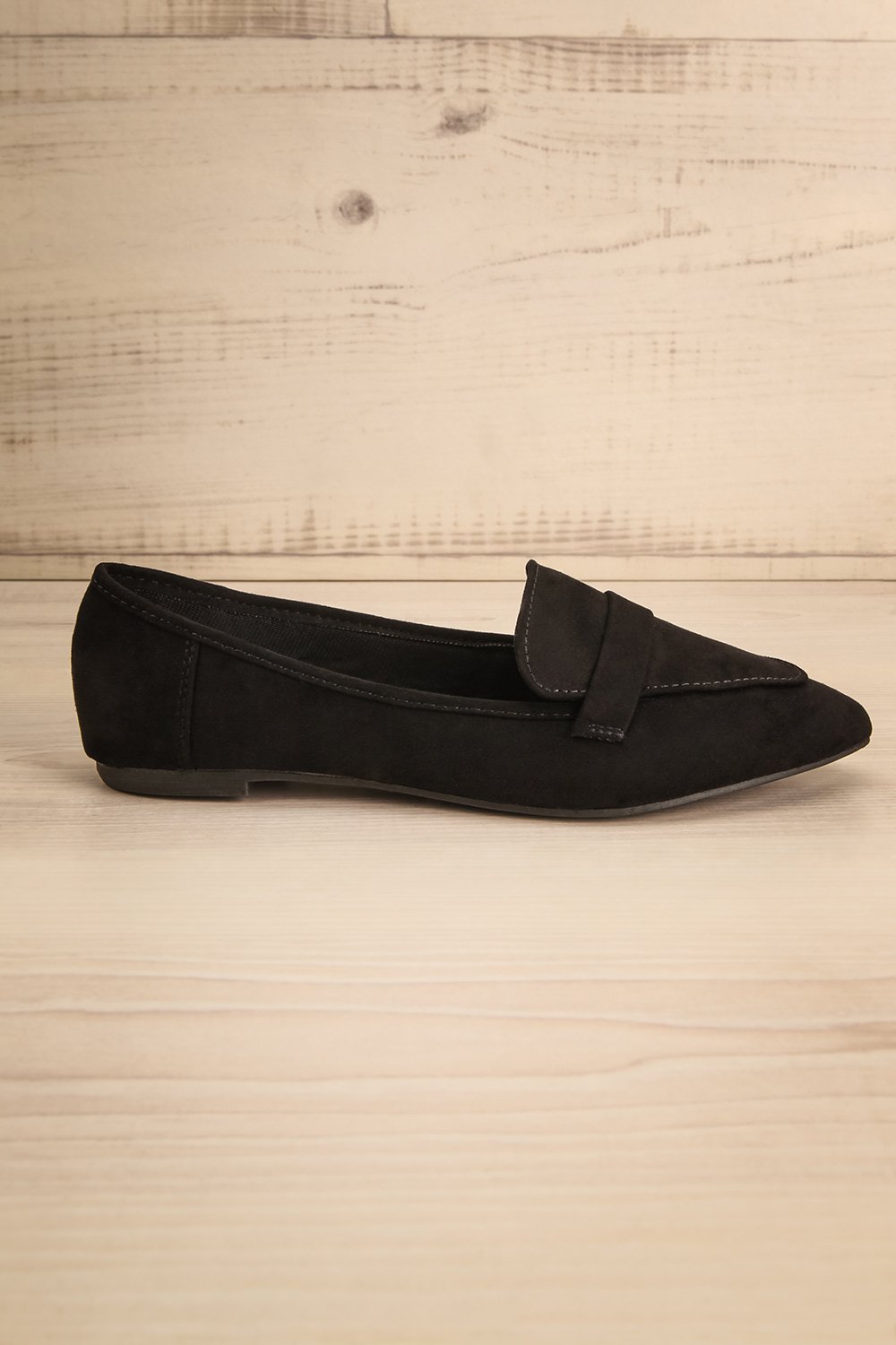 Malher Black | Faux-Suede Pointed Toe Loafers