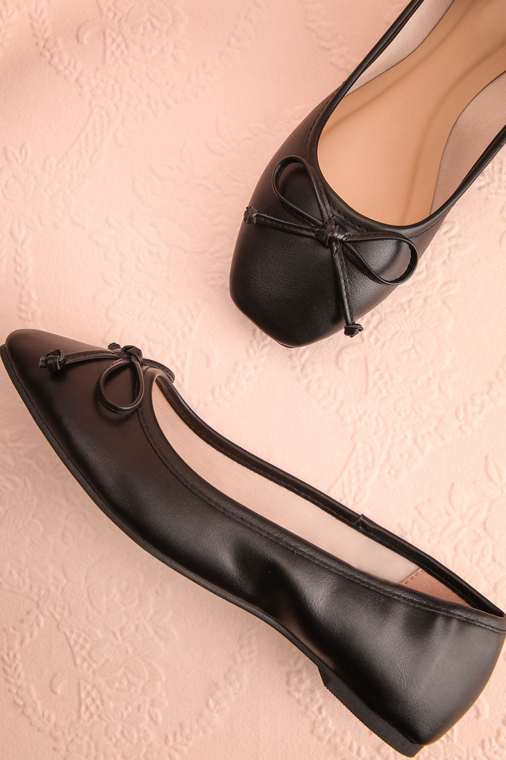 Maree Black Ballet Flats w/ Bow | Boutique 1861 flat view