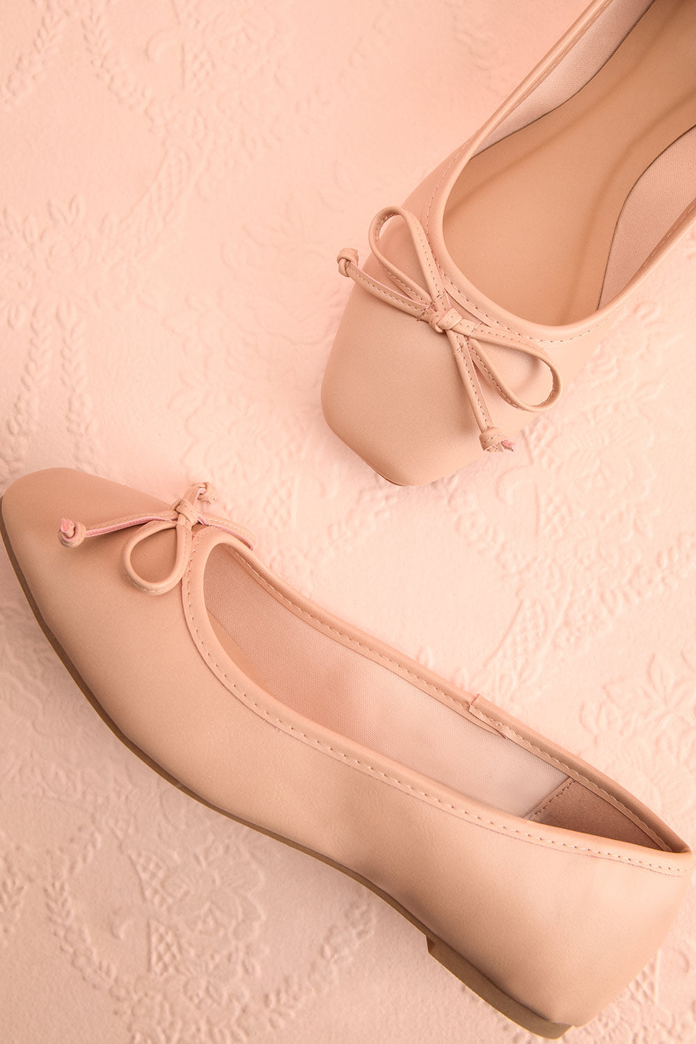 Maree Blush Pink Ballet Flats w/ Bow | Boutique 1861 flat view