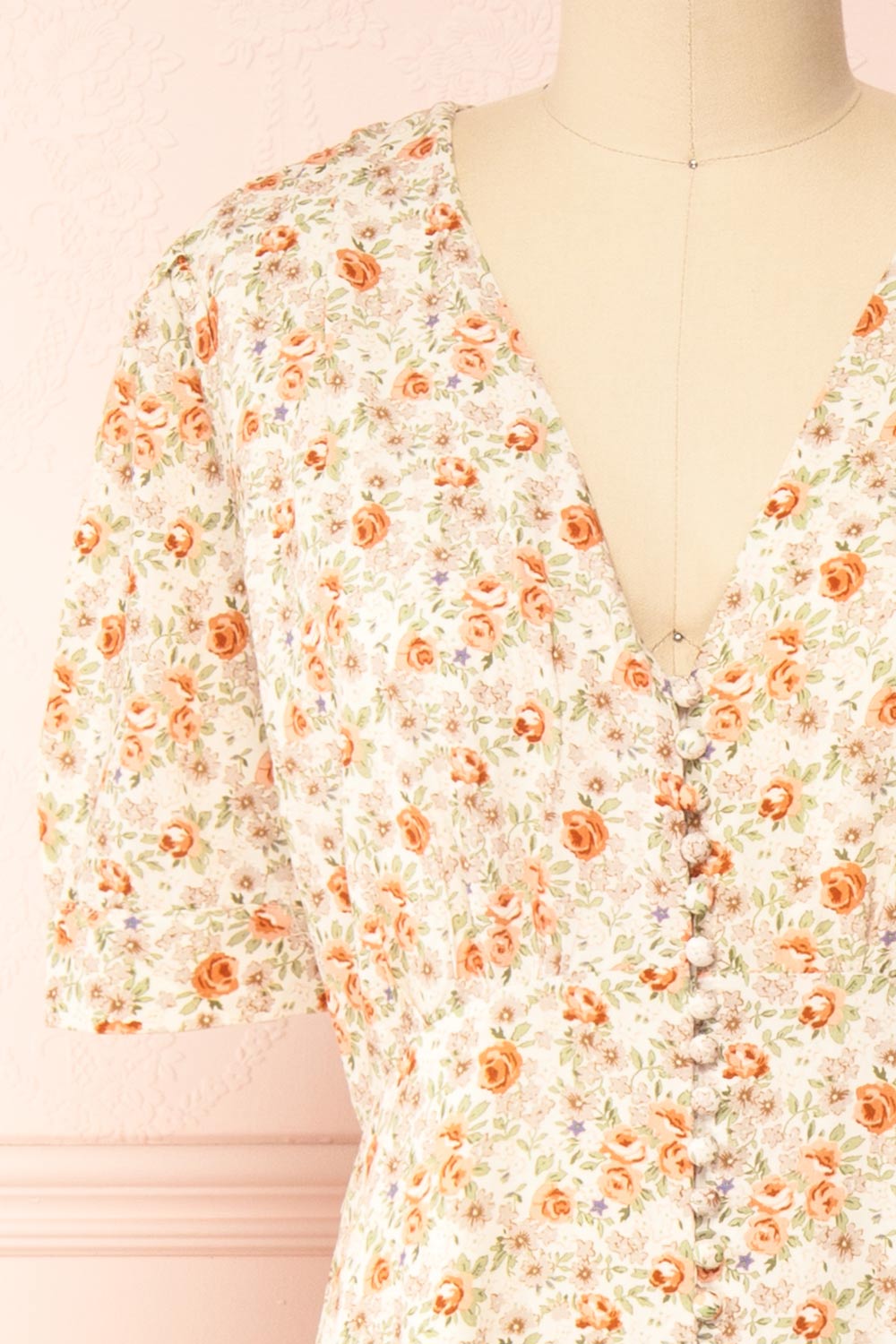 Marily | Robe Midi Fleurie à Col en V