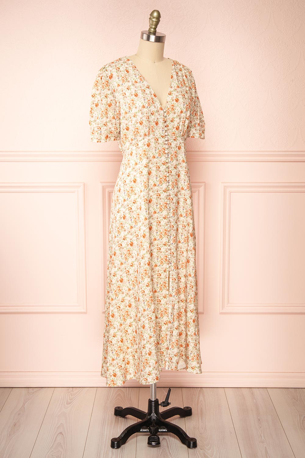 Marily | Robe Midi Fleurie à Col en V