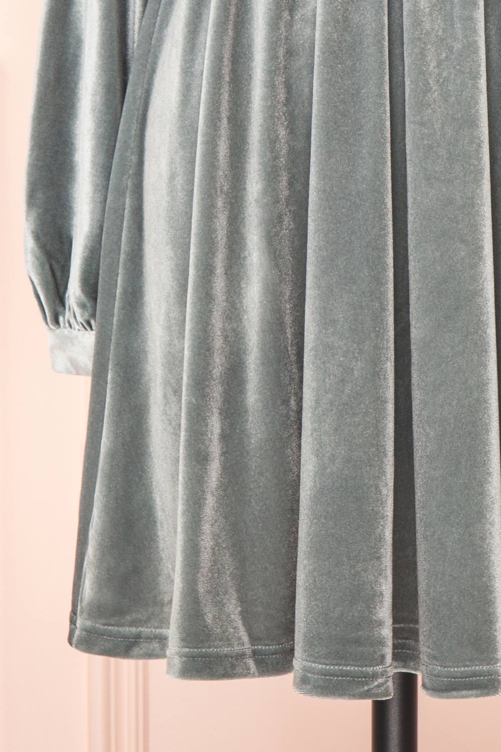 Mariza Silver V-Neck Velour Dress | Boutique 1861 bottom