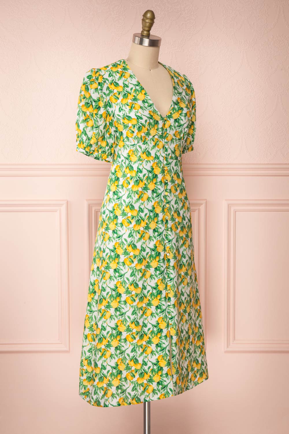 Marketa Green Patterned Midi Dress side view | Boutique 1861