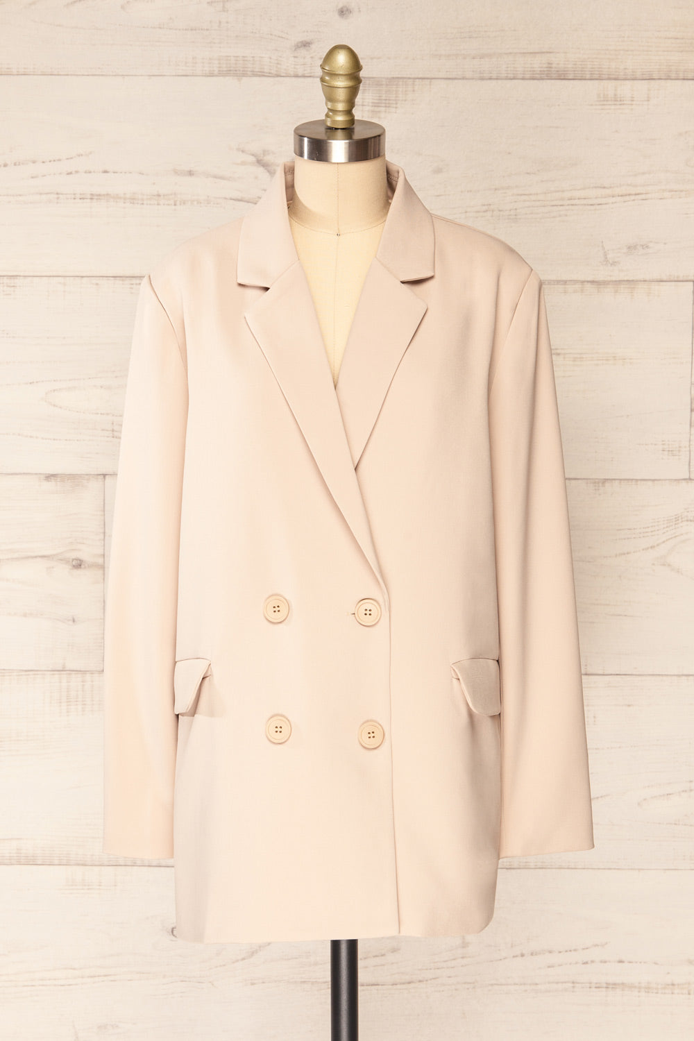 Marousi Beige Oversized Blazer | La petite garçonne front view