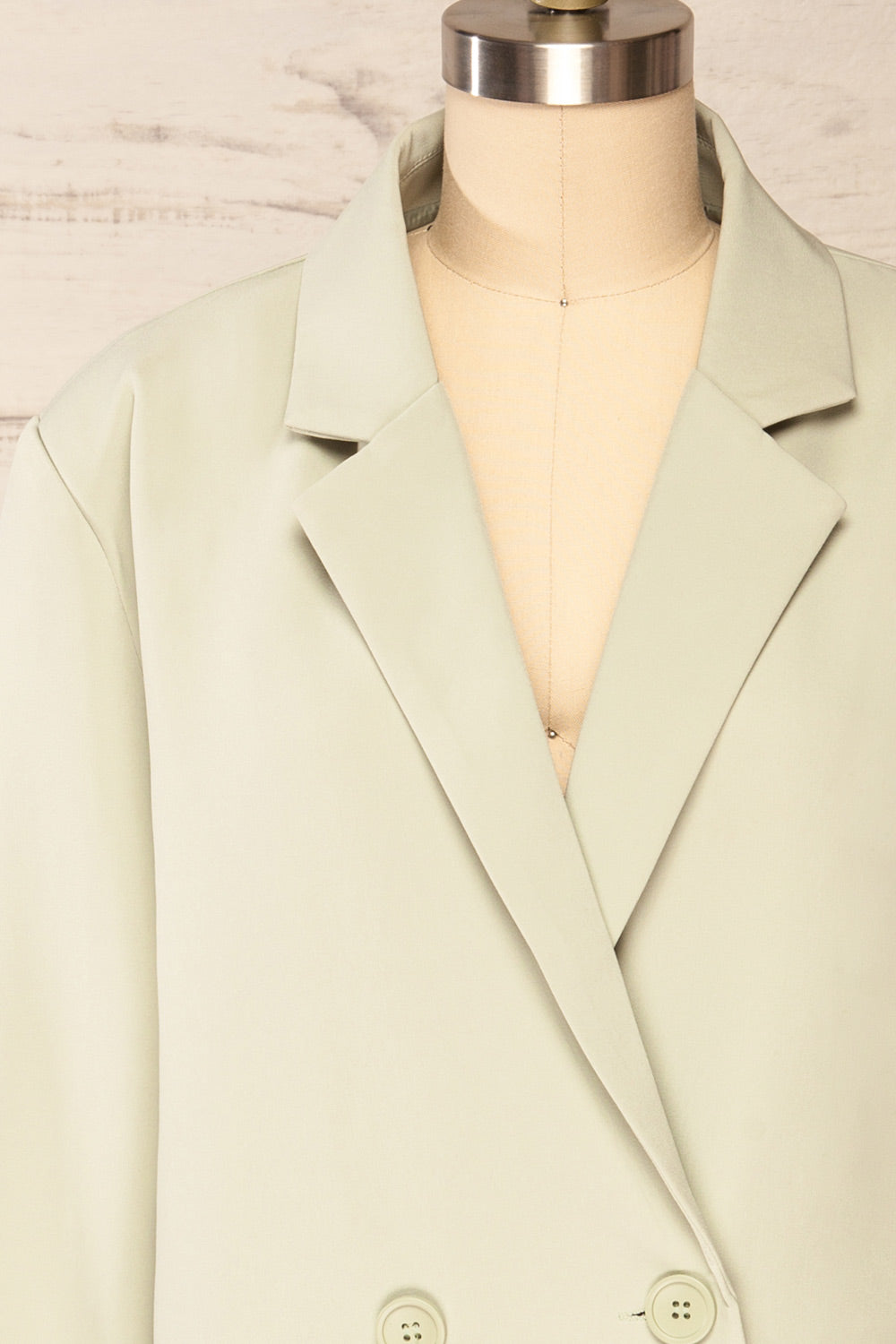 Marousi Sage Oversized Blazer | La petite garçonne front close up