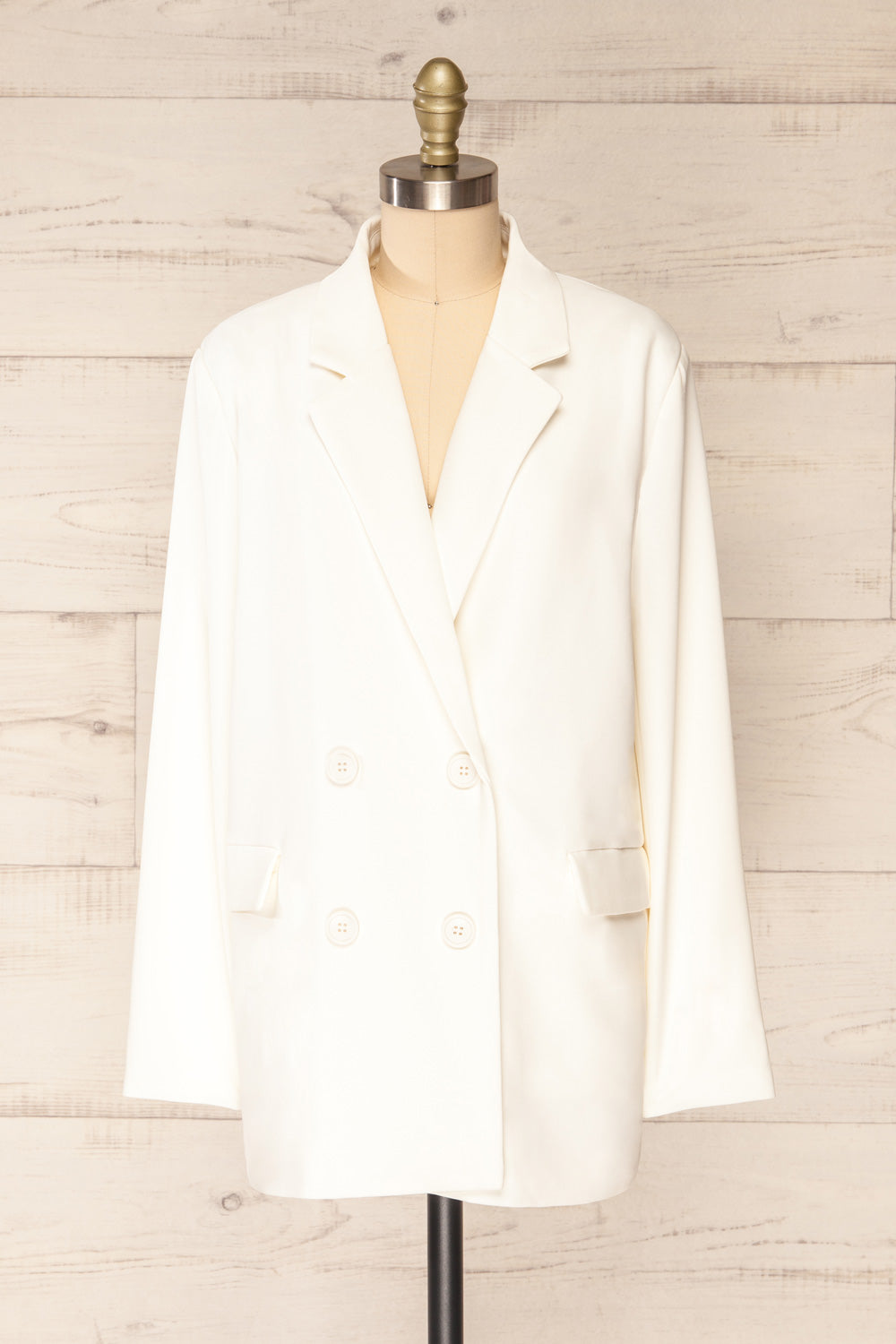 Marousi White Oversized Blazer | La petite garçonne front view