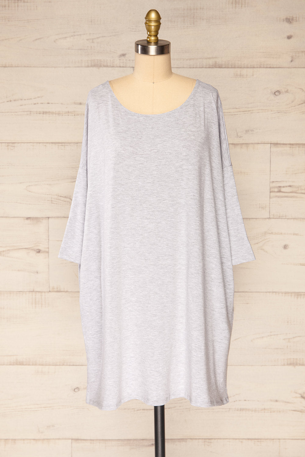 Marthine Grey Oversized Tunic Top w/ Pockets | La petite garçonne front view