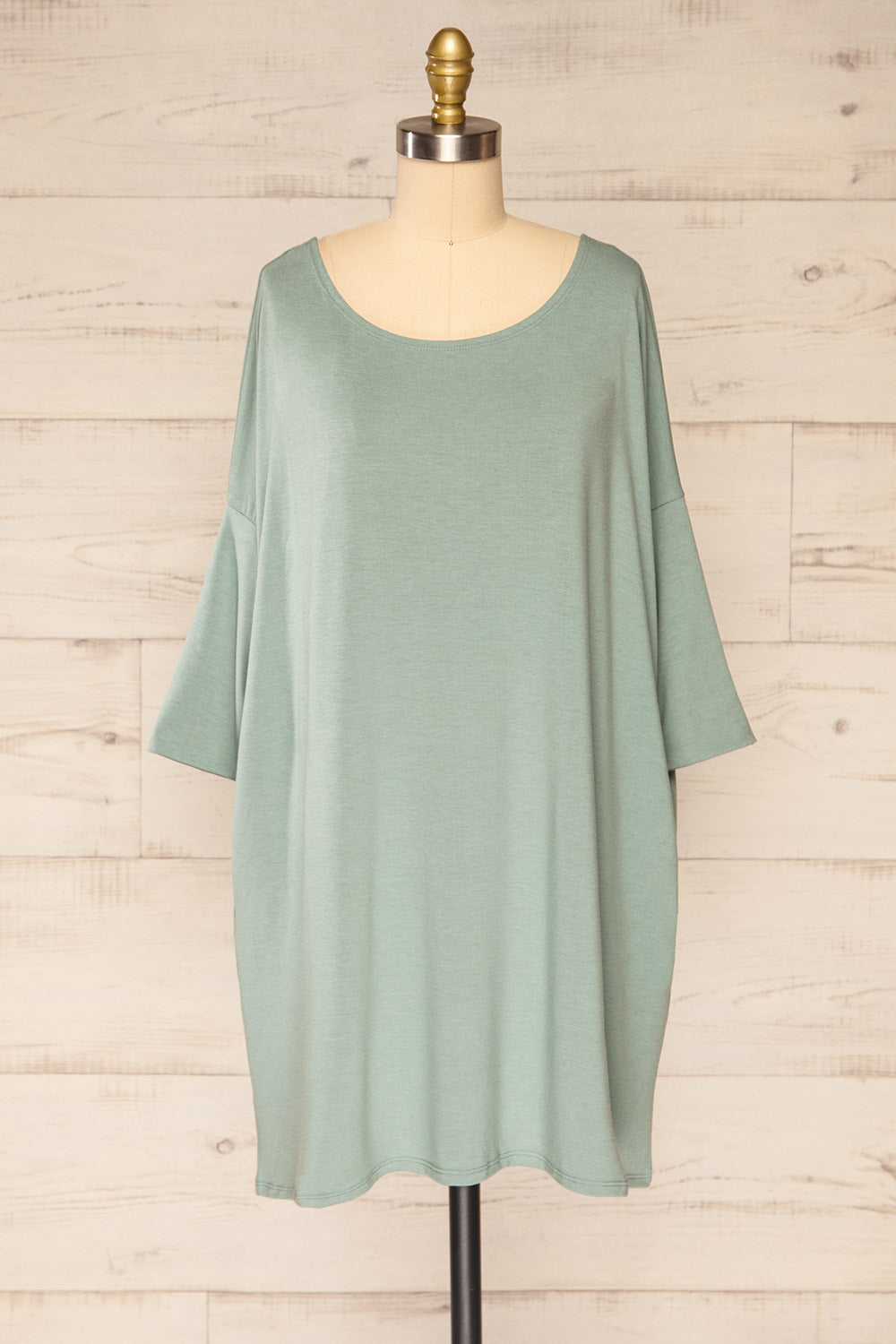 Marthine Sage Oversized Tunic Top w/ Pockets | La petite garçonne front view