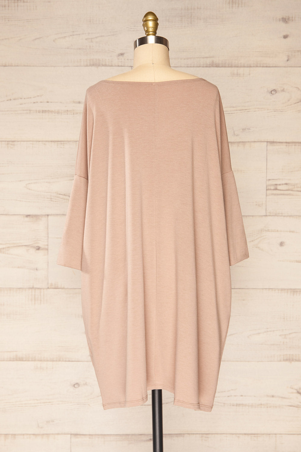 Marthine Taupe Oversized Tunic Top w/ Pockets | La petite garçonne back view