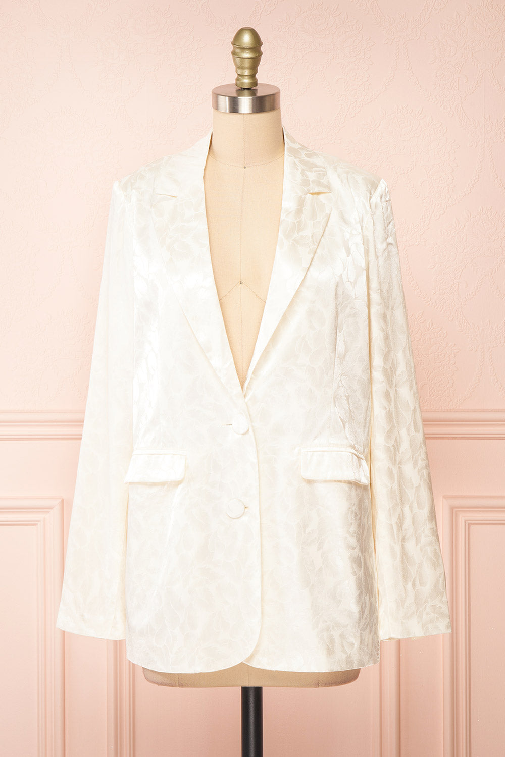 Martina Single-Breasted Floral Satin Blazer | Boudoir 1861 front view