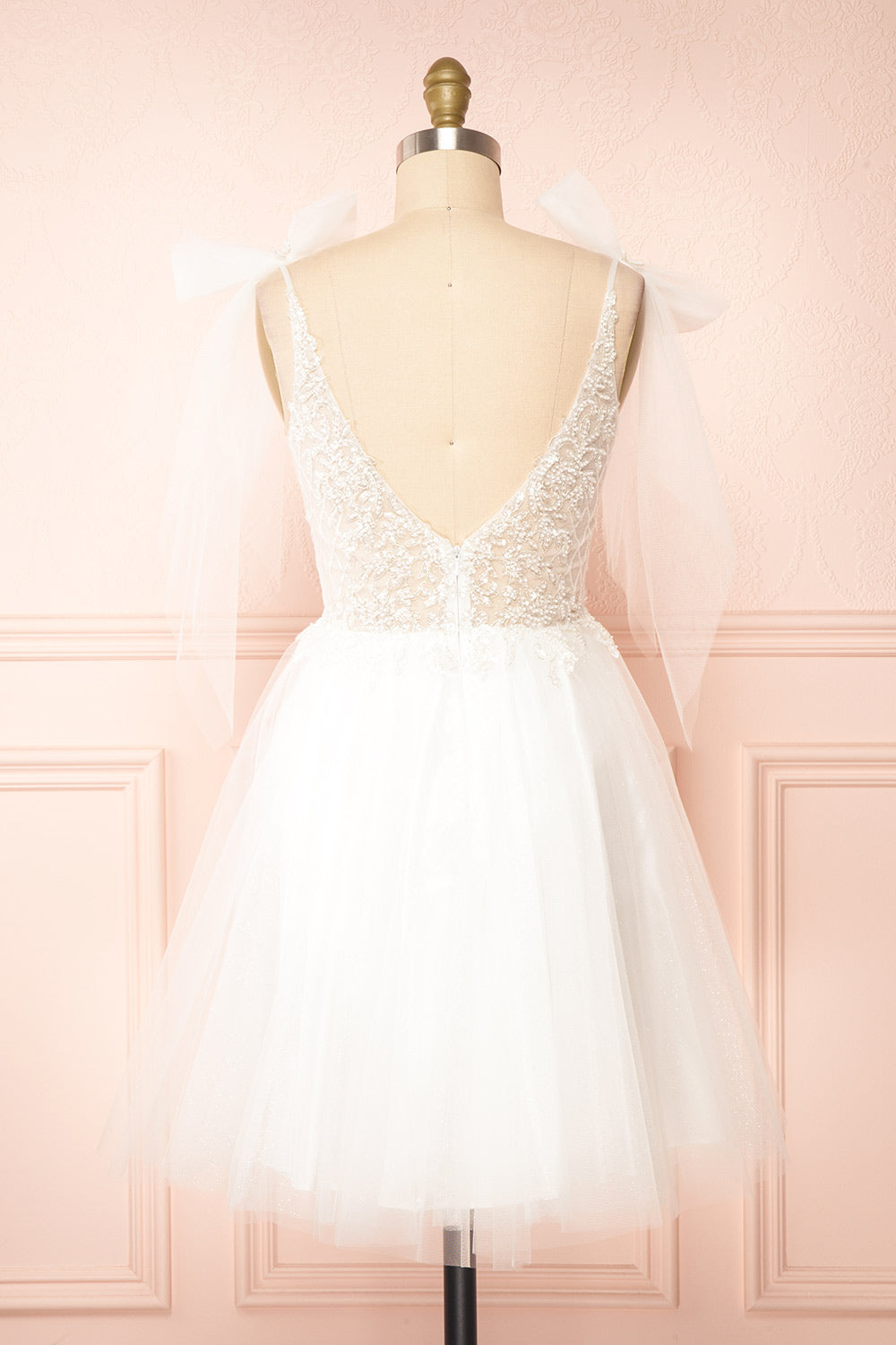 Martine Embroidered Short Bridal Dress | Boudoir 1861 back close-up