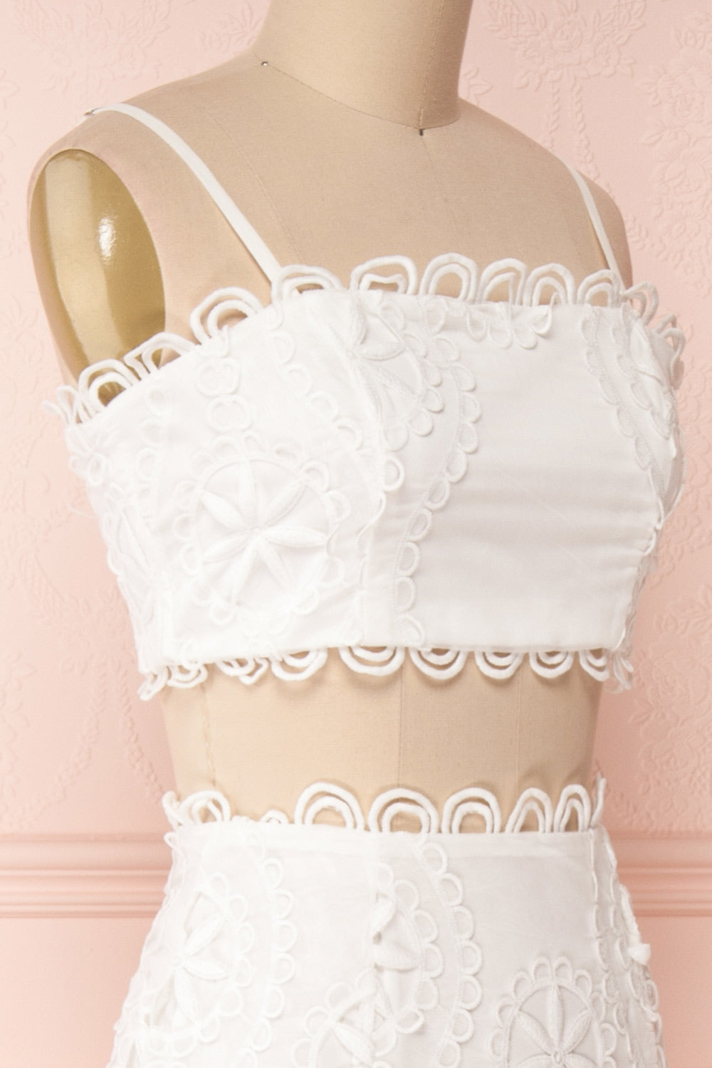 Marwah White Embroidered Bridal Two Piece Set | Boudoir 1861 side close-up