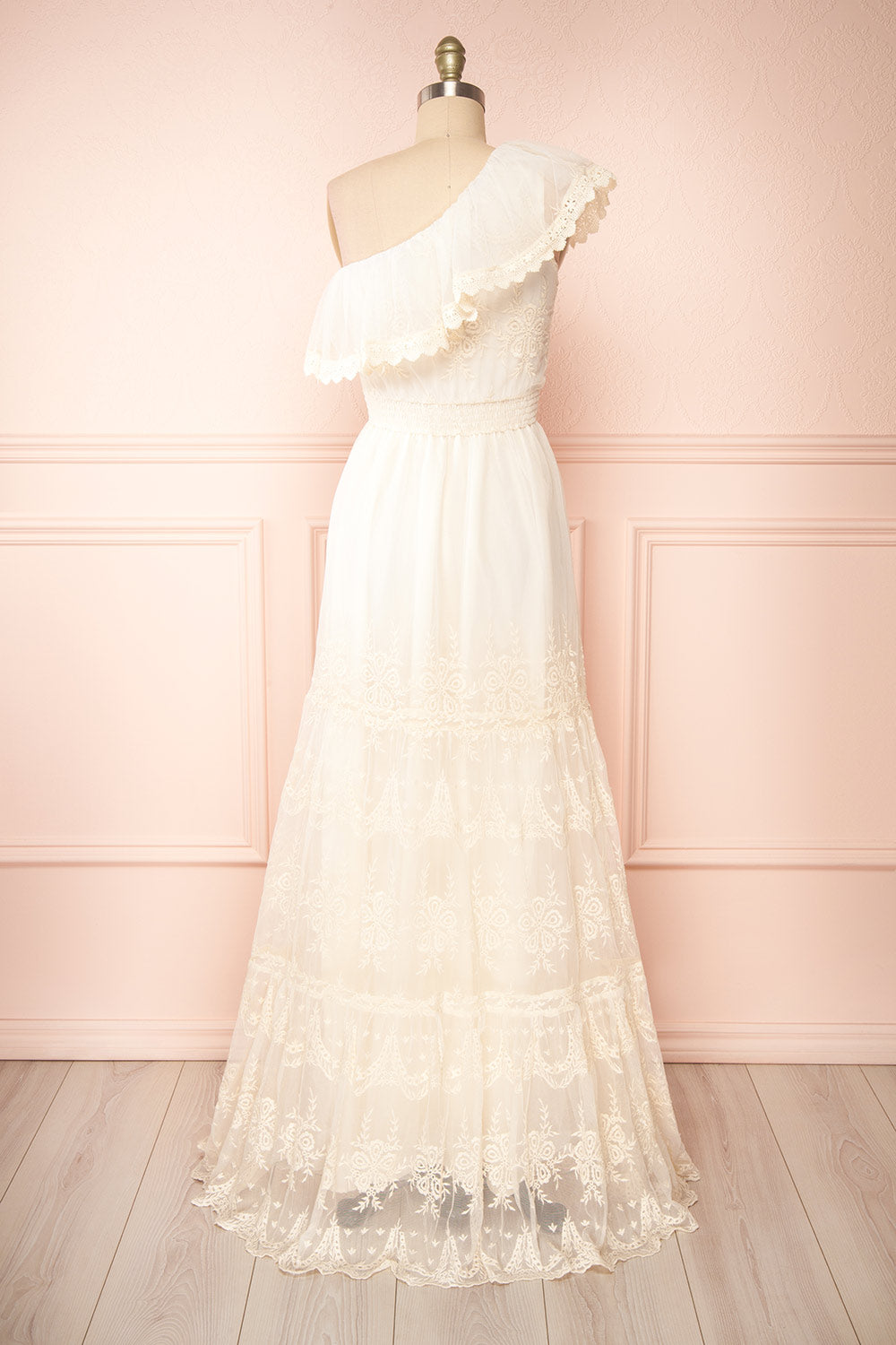 Mary-Grace One Shoulder Embroidered Maxi Dress | Boudoir 1861 back view