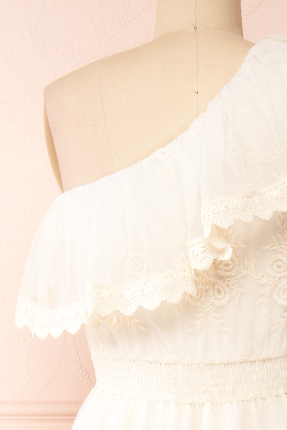 Mary-Grace One Shoulder Embroidered Maxi Dress | Boudoir 1861 back close-up