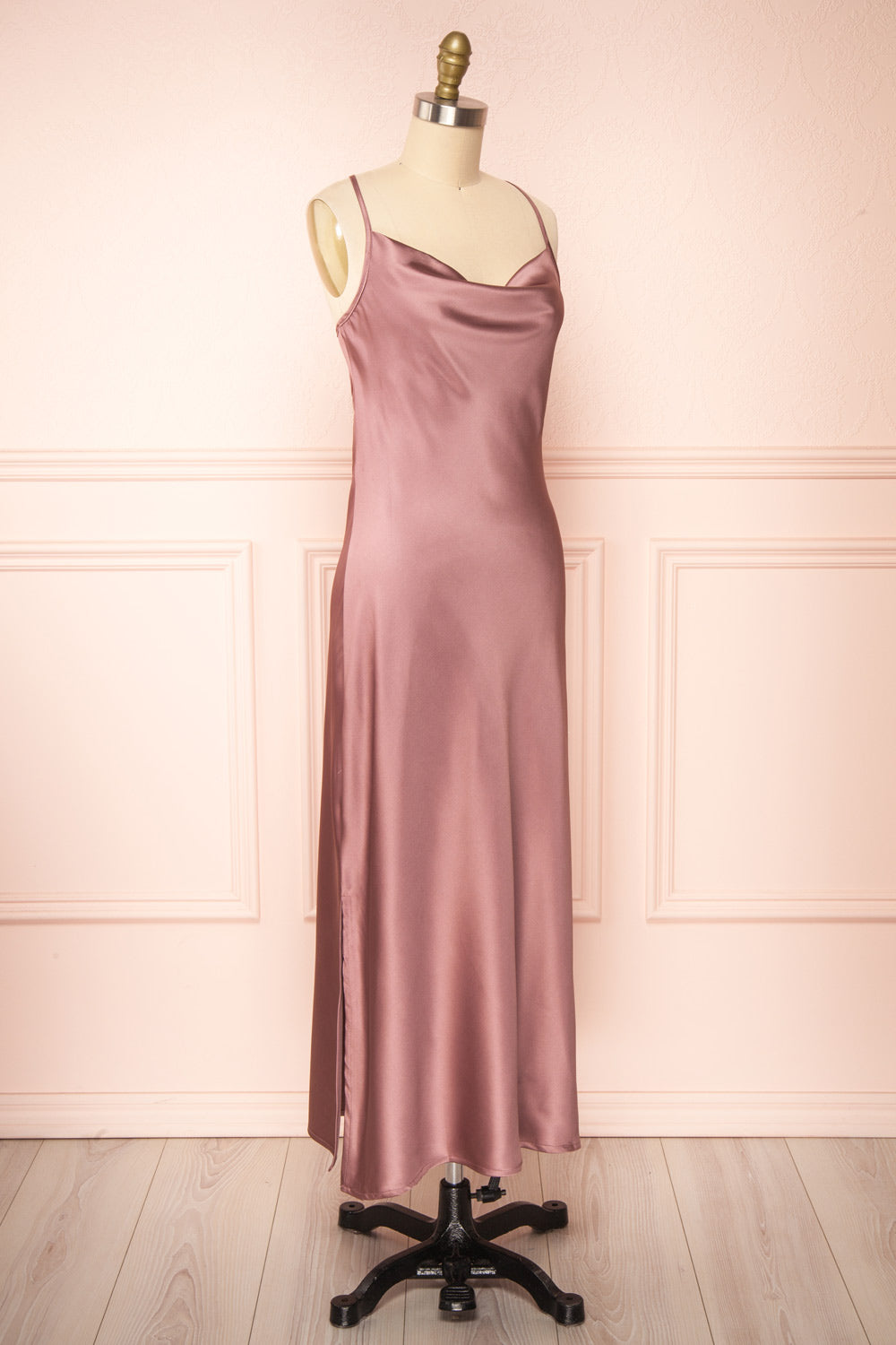 Mary-Pier Mauve Cowl Neck Midi Dress | Boutique 1861 side view