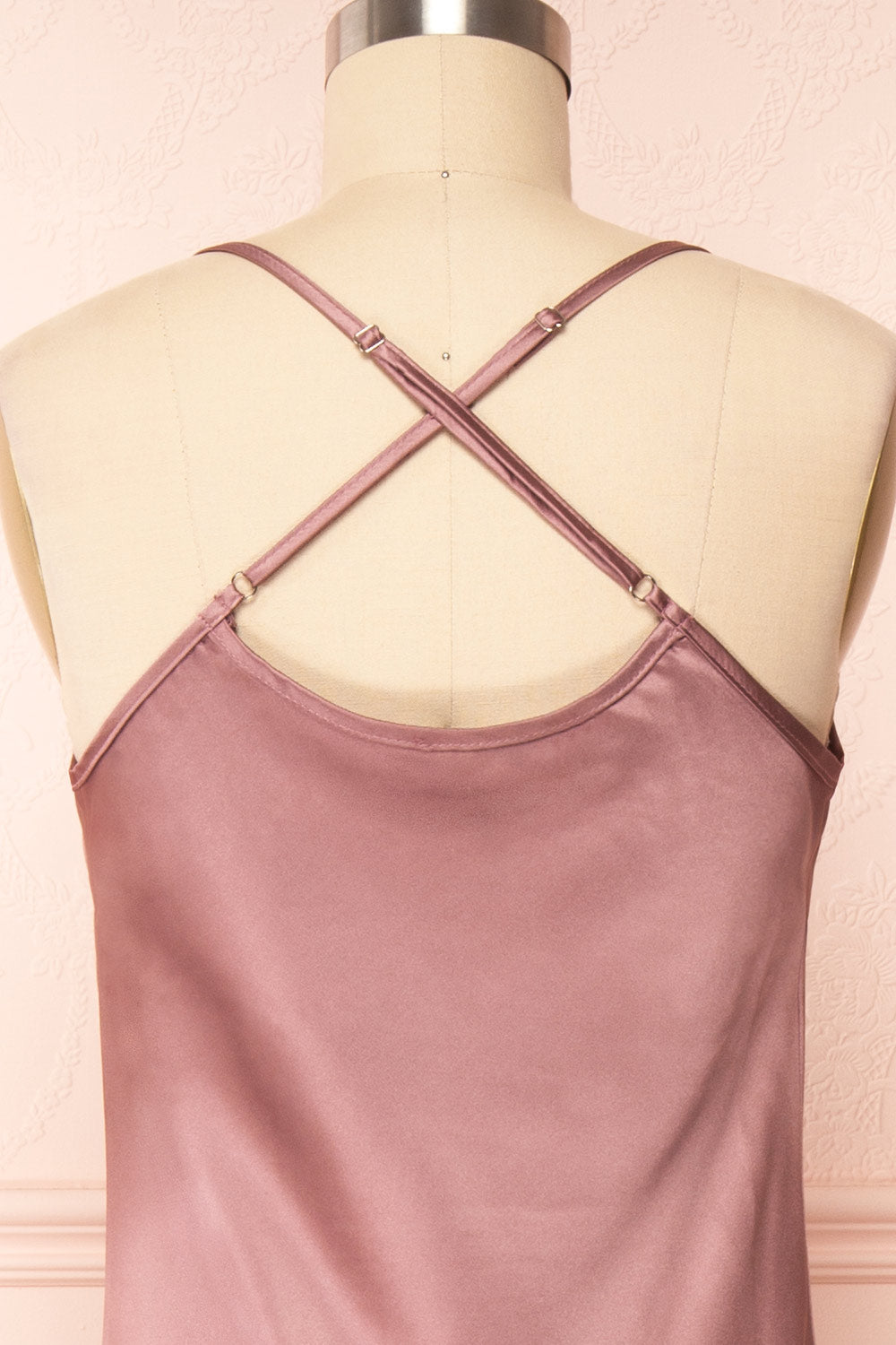 Mary-Pier Mauve Cowl Neck Midi Dress | Boutique 1861 back close up