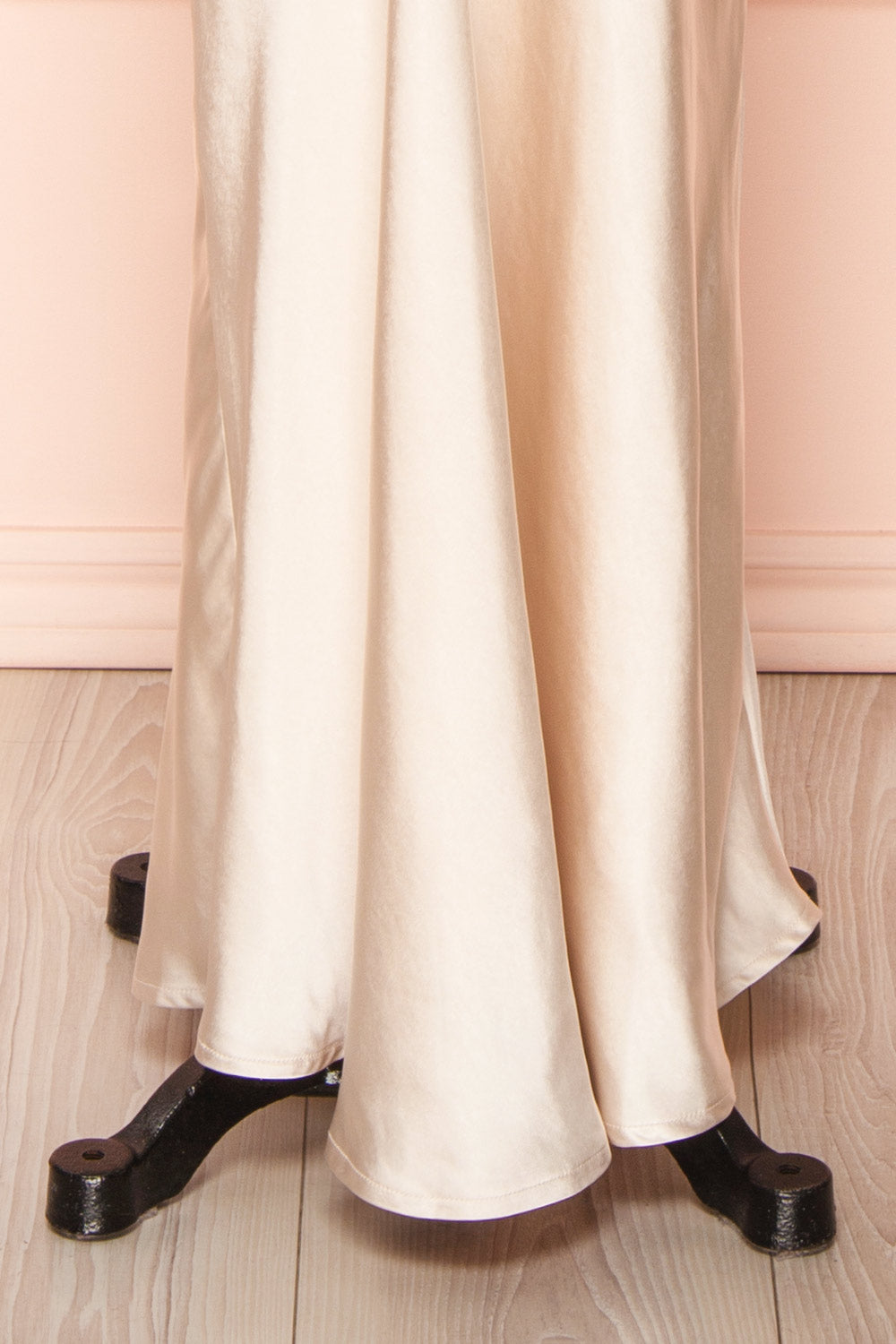 Masa Champagne Cowl Hatler Neck Satin Maxi Dress | Boudoir 1861 bottom 
