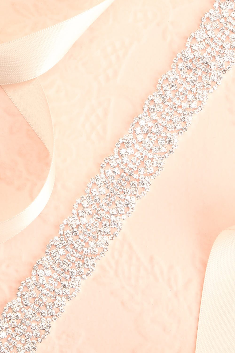 Mayerly White Ribbon Belt with Rhinestones | Boudoir 1861 flat close-up