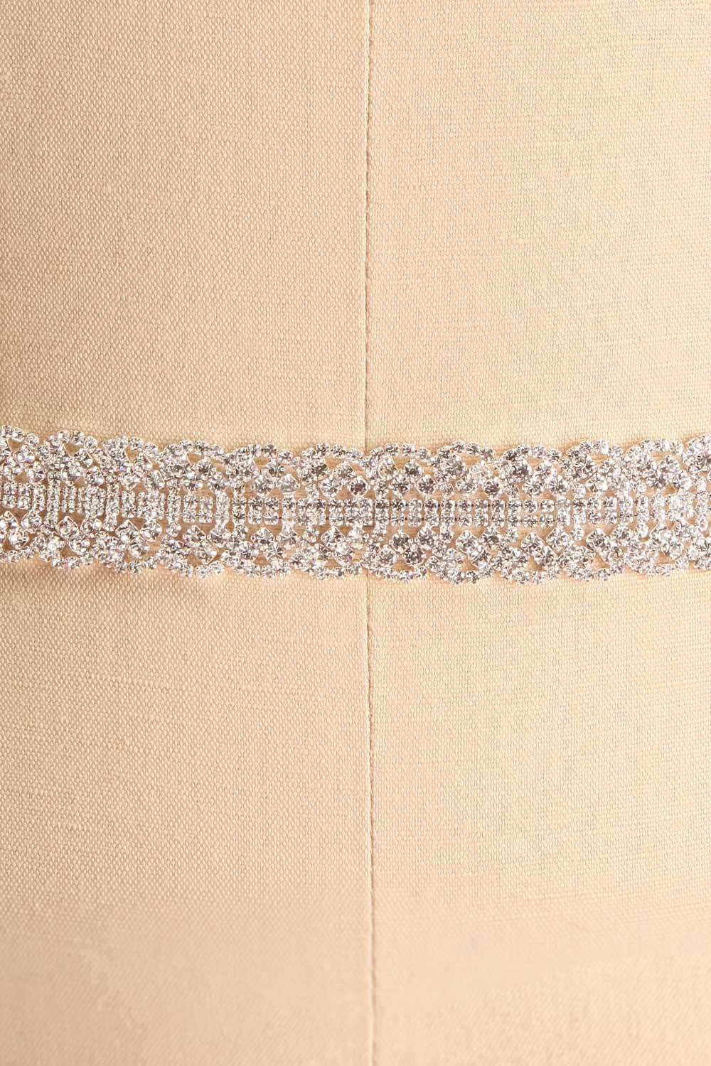Mayerly White Ribbon Belt with Rhinestones | Boudoir 1861 close-up