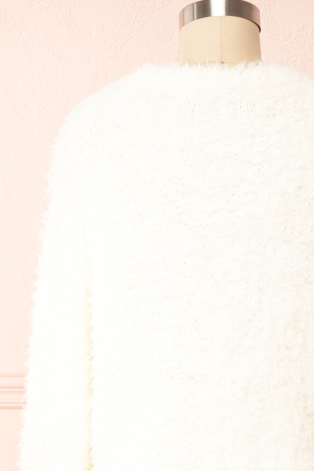 Mazie Cream Fuzzy Cropped Sweater | Boutique 1861 back close up
