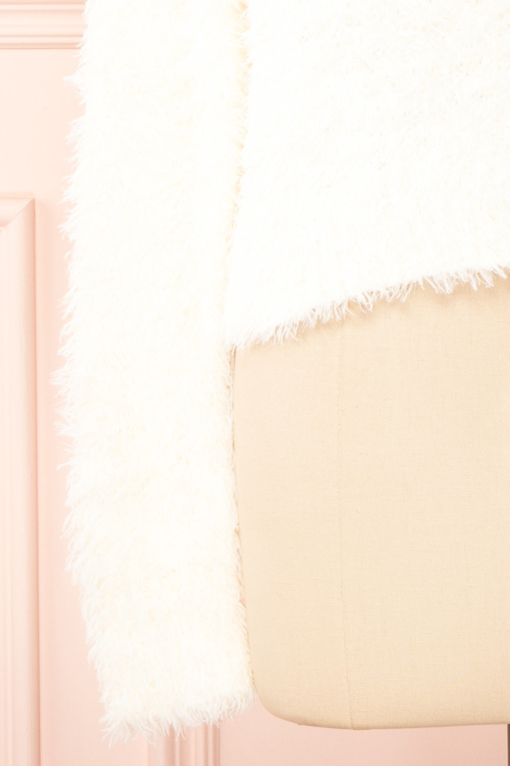 Mazie Cream Fuzzy Cropped Sweater | Boutique 1861 sleeve