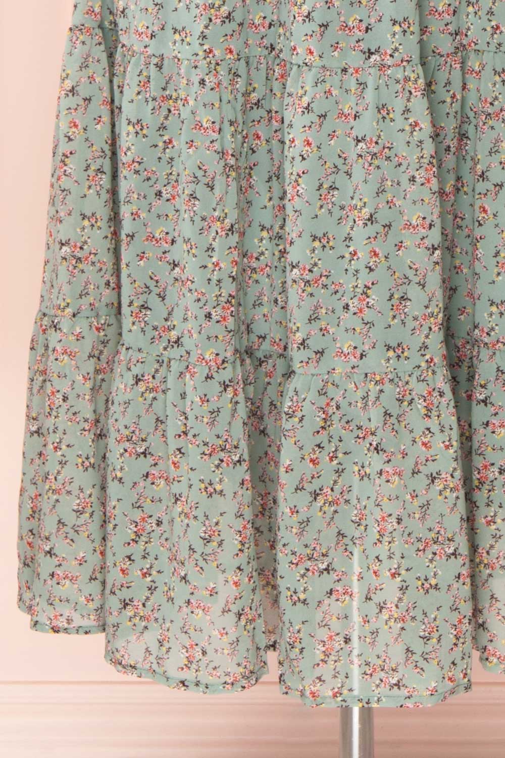 Meliora Green-Blue Floral Layered Dress | La petite garçonne bottom