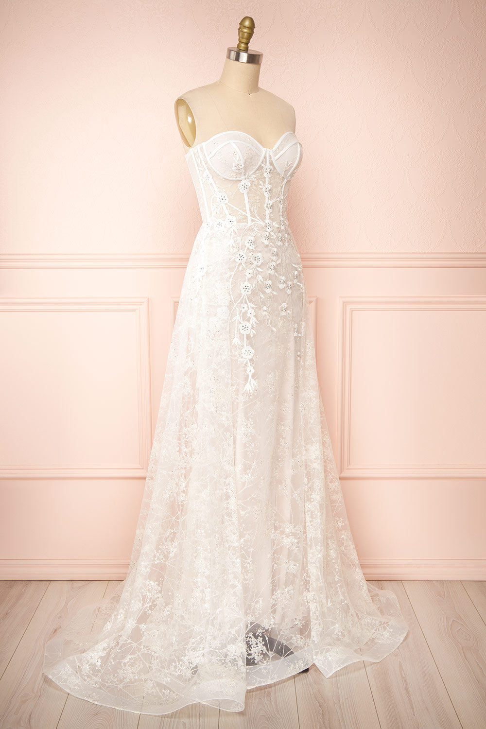 Melodie Corset Dress with Floral Lace | Boudoir 1861 side view