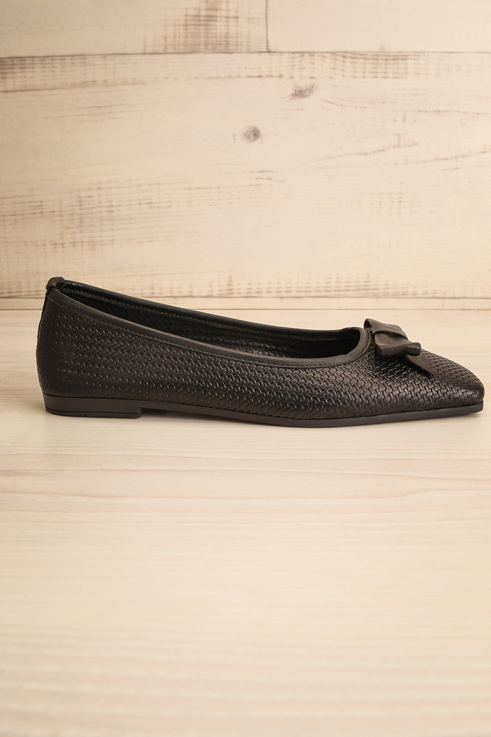 Kelowna Black Woven Leather Ballerina Flats | La petite garçonne side view