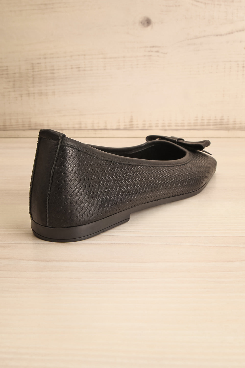 Kelowna Black Woven Leather Ballerina Flats | La petite garçonne back view