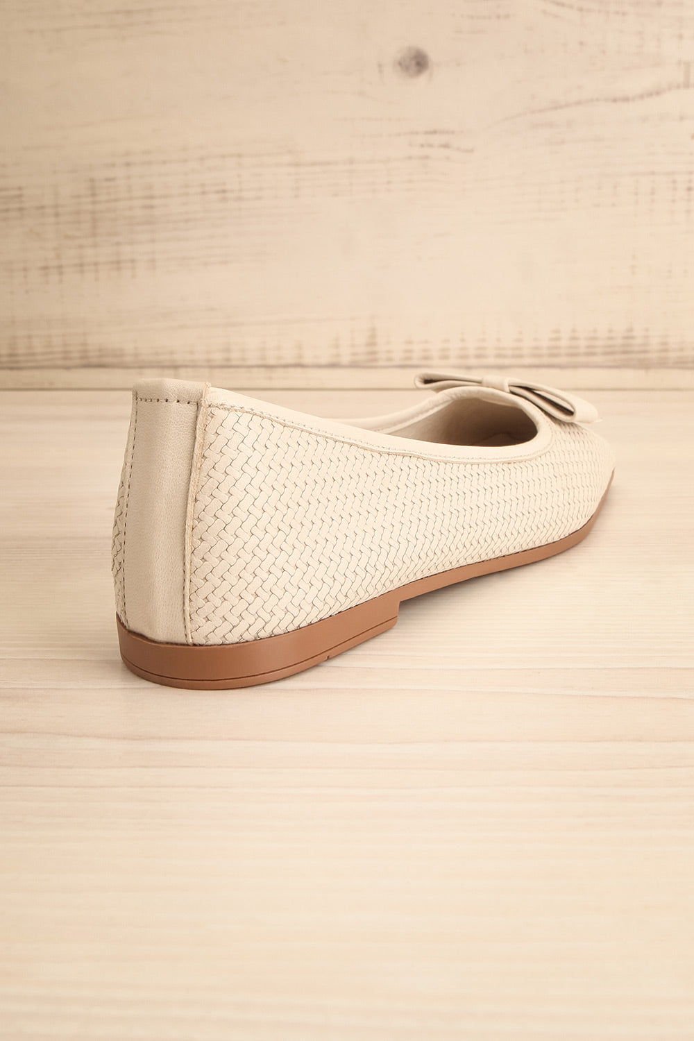Kelowna Ivory Woven Leather Ballerina Flats | La petite garçonne back view