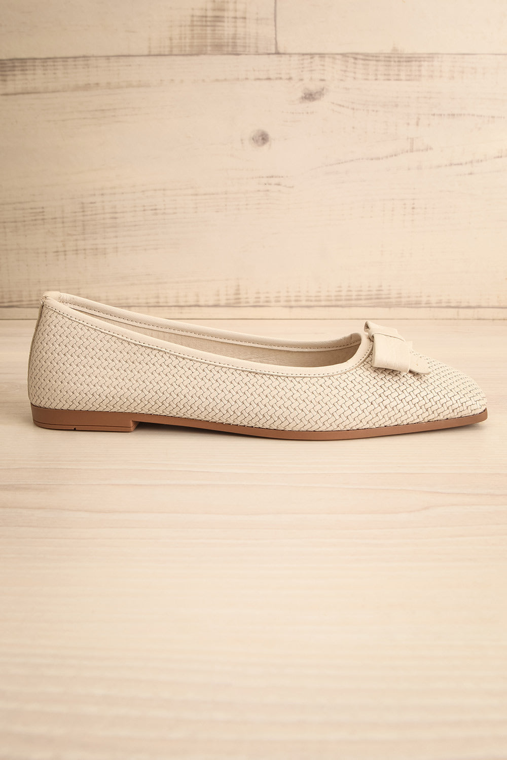 Kelowna Ivory Woven Leather Ballerina Flats | La petite garçonne side view