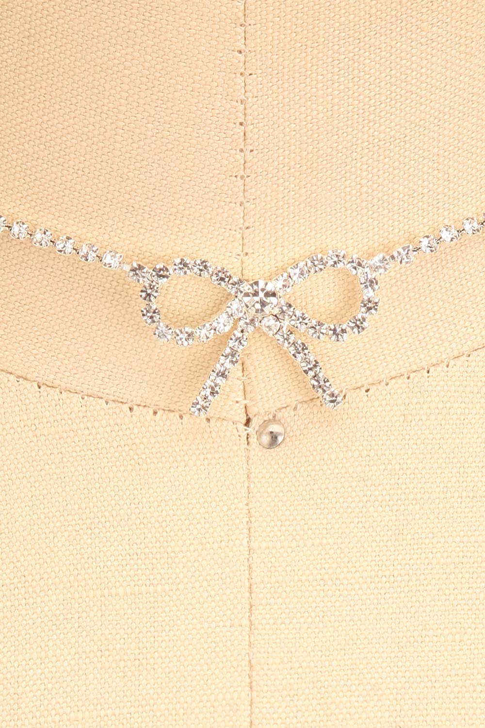 Menny Crystal Choker Necklace w/ Bow | Boutique 1861 close-up