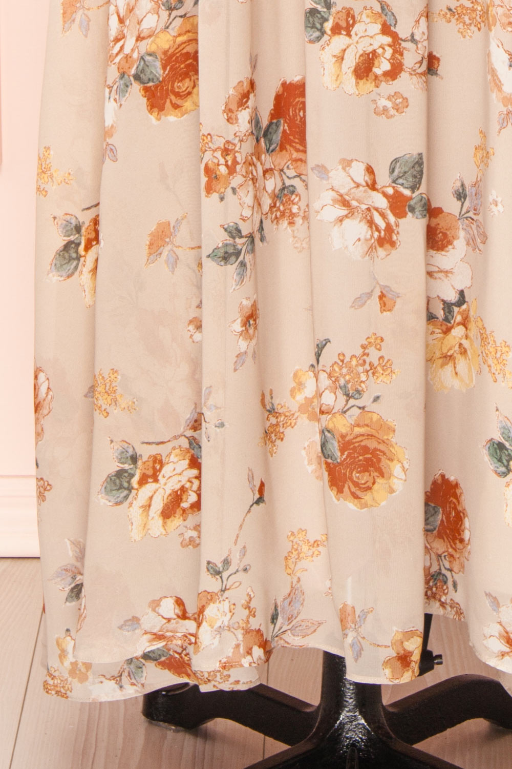 Merav Taupe Empire Waist Floral Maxi Dress | Boutique 1861  bottom 